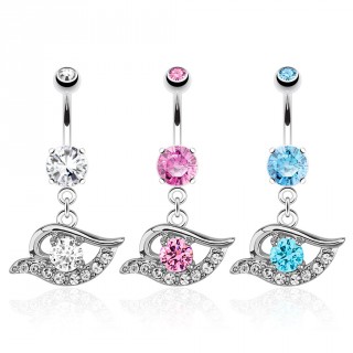 Piercing nombril avec oeil �gyptien pav� de pierres