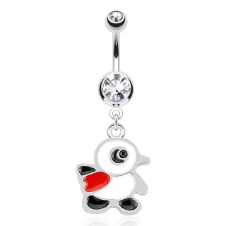 Piercing nombril avec pendentif petit pinguin � �charpe rouge