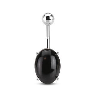 Piercing nombril avec pierre Agate ovale
