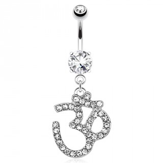 Piercing nombril avec symbole "Om" indou pav� de pierres