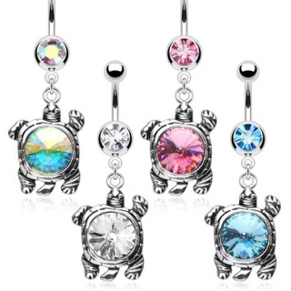 Piercing nombril avec tortue � carapace de pierre