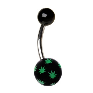 Piercing nombril � boule feuilles cannabis