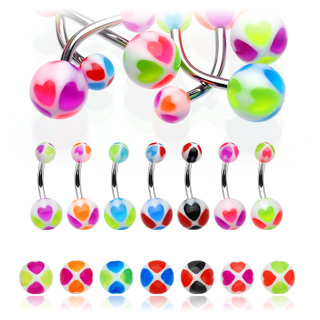 Piercing nombril boules � 4 coeurs