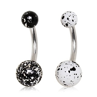 Piercing nombril � boules acrylique UV avec �claboussures
