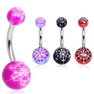Piercing nombril boules fleuries d'orchid�es