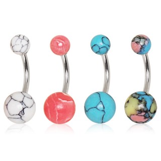 Piercing nombril � boules imitation pierres semi-pr�cieuses