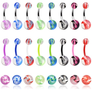 Piercing nombril boules tourbillon marbr�