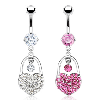 Piercing nombril cadenas pav� de pierres