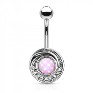 Piercing nombril � cadre serti en spirale - Rose