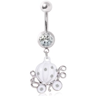 Piercing nombril cal�che citrouille blanche