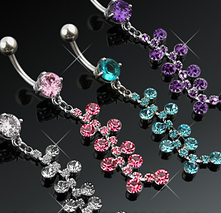 Piercing nombril cha�ne de pierres