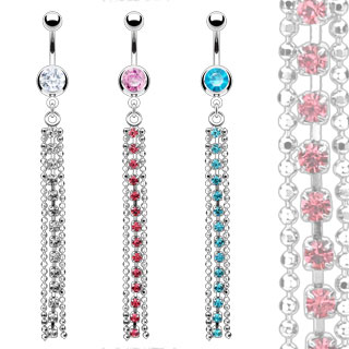 Piercing nombril cha�ne sertie