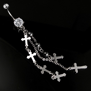 Piercing nombril cha�nes et croix