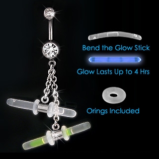 Piercing nombril cha�nes Glowstick +2 sticks
