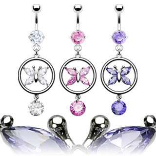 Piercing nombril papillon serti cercl�