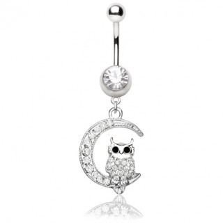 Piercing nombril chouette pos�e sur la lune
