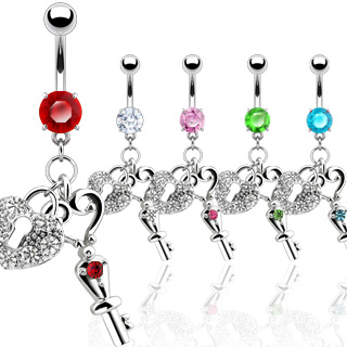 Piercing nombril cl� et coeur