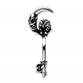 Piercing nombril cl� gothique � chouette et lune