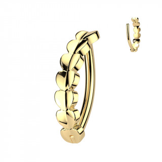 Piercing nombril clipsable Titane dor� � petits coeurs
