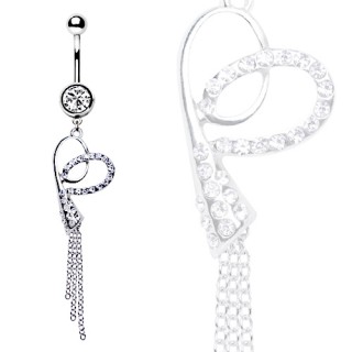 Piercing nombril coeur �tincelant