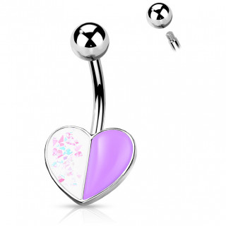 Piercing nombril � coeur mi pourpre mi paillet�