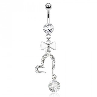 Piercing nombril � coeur ouvert et noeud papillon