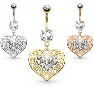 Piercing nombril coeur perfor� de motifs tribaux