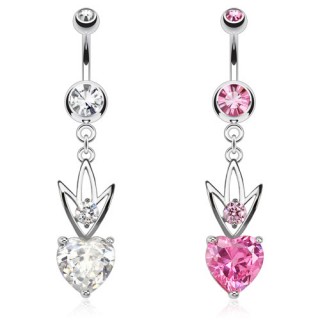 Piercing nombril coeur surmont� d'une feuille