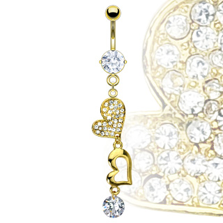 Piercing nombril coeurs dor�s �clatants