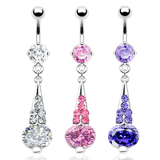 Piercing nombril c�ne pav� de pierres