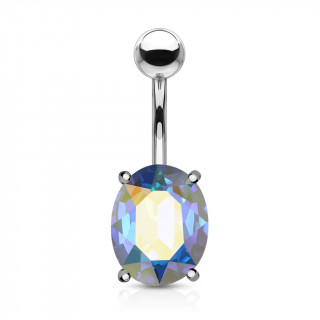 Piercing nombril � cristal oval facett� - Aurore Bor�ale