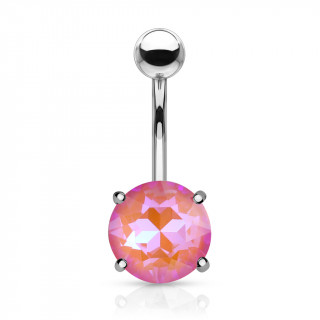 Piercing nombril � cristal rond facett� - Rose