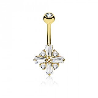 Piercing nombril croix royale dor�e