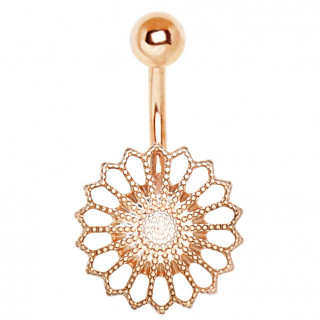 Piercing nombril cuivr� � fleur ajour�e