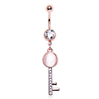 Piercing nombril cuivr� avec �l�gant pendentif cl�