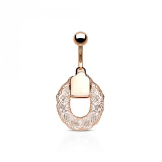 Piercing nombril cuivr� � cage de cristaux