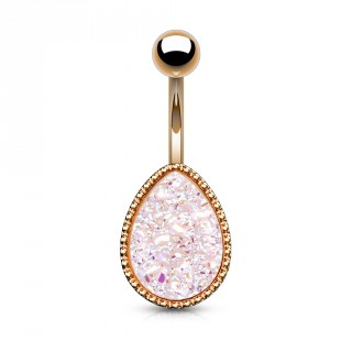 Piercing nombril cuivr� � druse blanche en forme de goutte