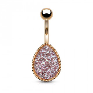 Piercing nombril cuivr� � druse violet clair en forme de goutte