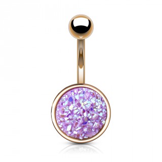 Piercing nombril cuivr� � druse violet clair ronde