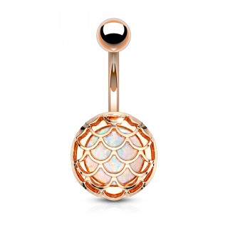 Piercing nombril cuivr� � �cailles ajour�es sur opale