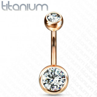 Piercing nombril Cuivr� en titane G23 � boules serties