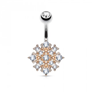 Piercing nombril cuivr� �toile �clatante pav�e de strass
