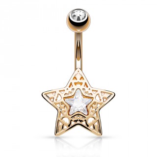 Piercing nombril cuivr� �toile filigrane
