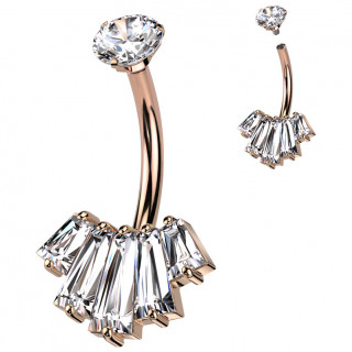Piercing nombril Cuivr� � �ventail de zirconiums (filetage interne)