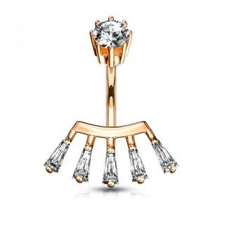 Piercing nombril cuivr� �ventail � pierres taill�es fa�on princesse