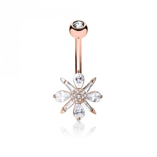 Piercing nombril cuivr� � fleur stellaire sertie