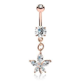 Piercing nombril cuivr� � jolie fleur en pendentif