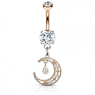 Piercing nombril cuivr� lune en dentelle sertie