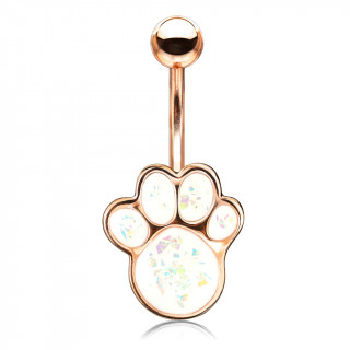 Piercing nombril cuivr� � patte d'opale blanche