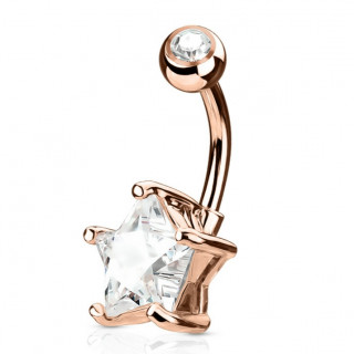 Piercing nombril cuivr� serti � embout en forme d'�toile